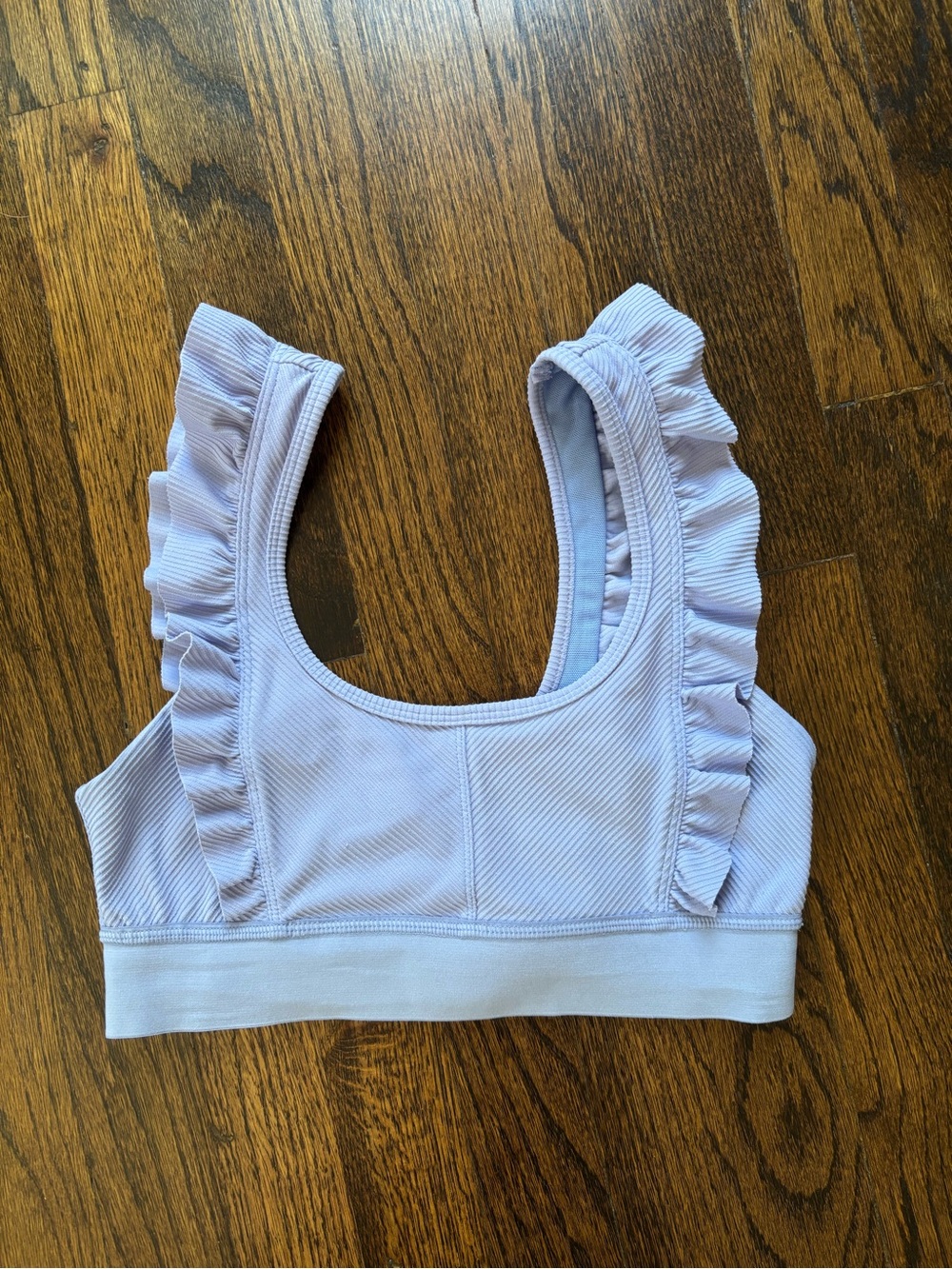 FP Movement by Free People Lavender Ruffle-Shoulder Sports Bra - Picture 2 of 4